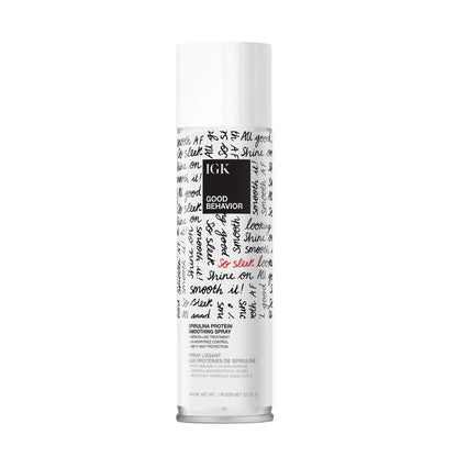 IGK Good Behavior Smoothing Spray 12 oz | 4 Day Anti-Frizz Heat Protectant with 450°F Protection | Keratin-Like Finish for Sleek, Shiny Hair | Lightweight, Vegan & Color Safe