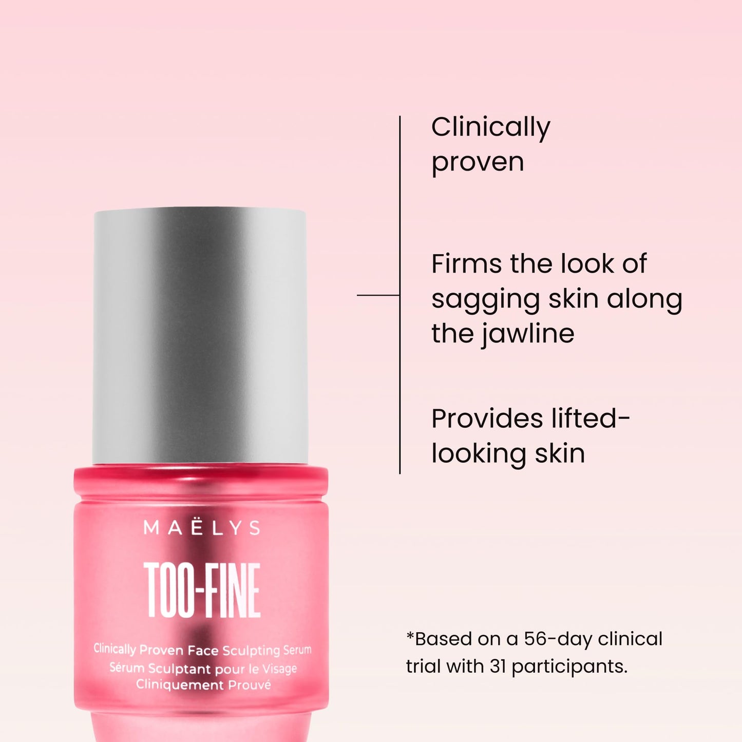 MAËLYS TOO-FINE Face Serum for Women - Firming Anti-Aging Serum with Glaucine & Bacillus Ferment - Helps Lift the Look of Sagging Skin on Jawline, Cheekbones & Under Eyes (15 mL)
