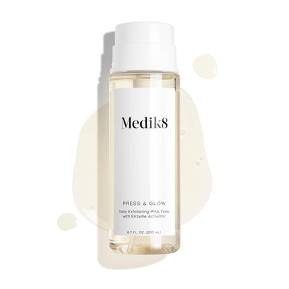 Medik8 Press and Glow Daily Exfoliating PHA Tonic with Enzyme Activator - Polyhydroxy Acid Face Toner - Gentle and Cleansing Face Tonic - 6.7 oz