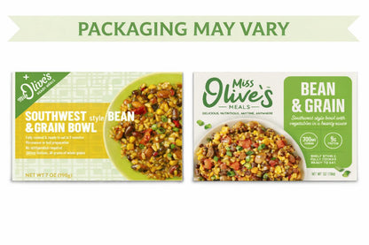 Miss Olive’s Southwest Style Bean & Grain Bowl, Lower Sodium Microwavable Ready Meal, Plant-Based Ingredients, 7 oz Bowls (Pack of 3)