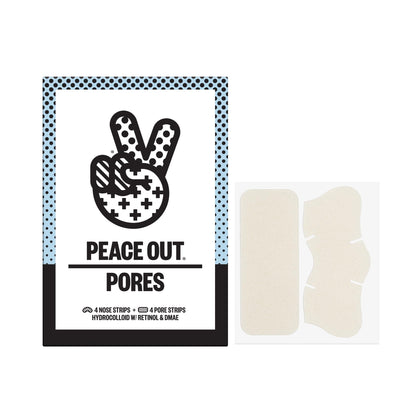 PEACE OUT Pore Strips for Nose and Face, Oil Absorbing Hydrocolloid Blackhead Remover, Pore Minimizing Strips with Retinol, Multi-Use Face Strips for Clogged Pores, 8 Count