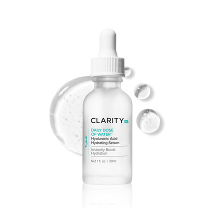 ClarityRx Daily Dose of Water Hyaluronic Acid Serum for Face, Daily Anti Aging Hydrating Serum Treatment for Dry, Dull Skin, Natural & Plant Based