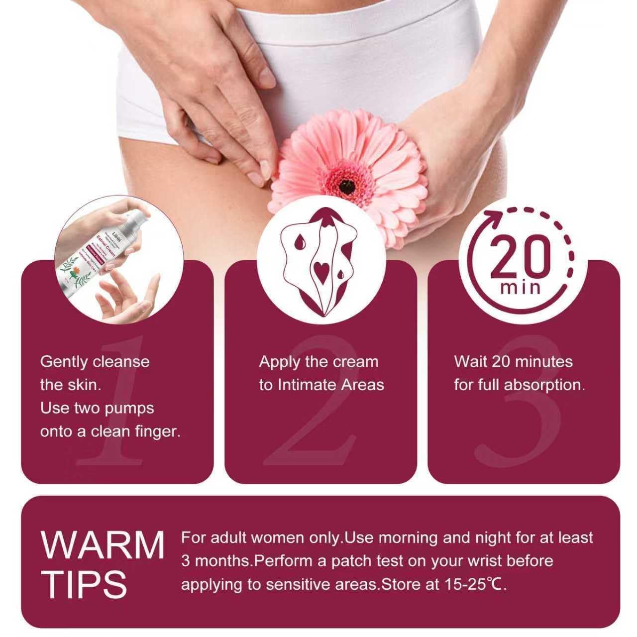 Estriol Cream for Women, Silky Peach Vaginal Estrogen Cream, Menopause Relief: Hormone Balance, Treat Night Sweats, Hot Flashes, and Care for Intimate Skin, 50g