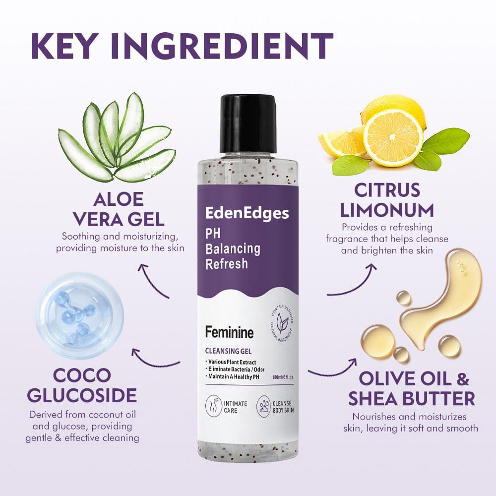 Her Refresh pH Balance Feminine Wash, Natural & Organic Ingredients, Hydrating Body Wash Eliminate Odor-8fl oz