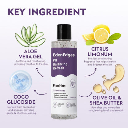Her Refresh pH Balance Feminine Wash, Natural & Organic Ingredients, Hydrating Body Wash Eliminate Odor-8fl oz