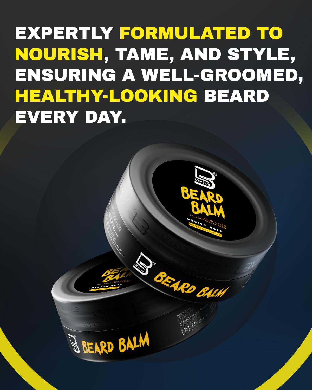 Level 3 Beard Balm - Leave-In Conditioner and Softener for Men - Deep Massage Care