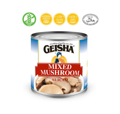 GEISHA Mixed Mushroom Sliced 4OZ. (Pack of 12), Mixed Mushroom| Halal Certified － NON-GMO － Gluten Free－Good Source of Fiber－Only 10 Calories per Container