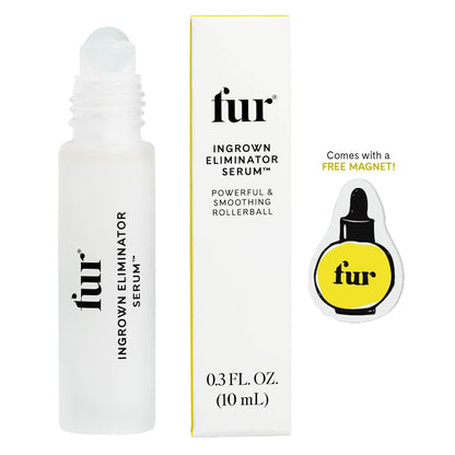 Fur Ingrown Eliminator Serum Rollerball Travel Size - Ingrown Hair Treatment Serum With AHAs and BHAs to Treat Ingrown Hairs and Bumps, Hydrates and Soothes Irritated Skin - 10 ml (Magnet Included)