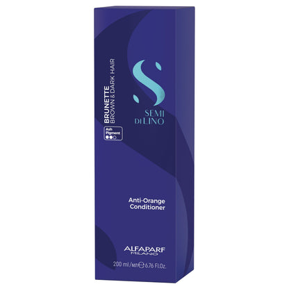 Alfaparf Milano Semi Di Lino Anti Orange Blue Conditioner Brown, Chestnut & Dark Hair - Color Safe Conditioner for Damaged Hair - Sulfate & Paraffin Free (6.76 oz / 200 ml)