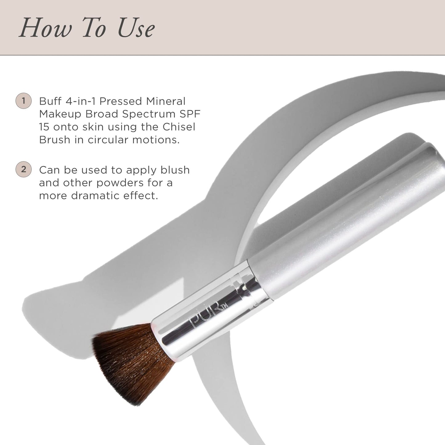 PÜR MINERALS Chisel Brush, Flat Top Makeup Brush, Synthetic, Cruelty-Free Bristles, 1 ct.