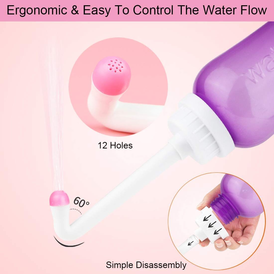 Wolfbeam Portable Hand-held Vulva and Anus Cleaner and Personal Health Vaginal Washing Container, Travel Urinal Spray Scrubber for Personal Hygiene (PG 2INQ 450ML)