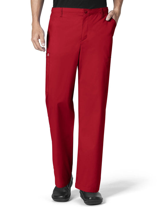 WonderWink Men's Cargo Pant, red, Medium