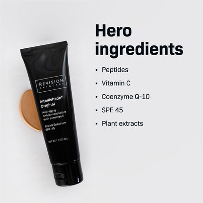 Revision Skincare Intellishade® Original SPF 45, Anti-Aging Tinted Sunscreen for Face, Daily Moisturizer with SPF, Anti-Wrinkle with Peptides & Vitamin C, Hydrating Broad-Spectrum Sunscreen, 1.7 oz