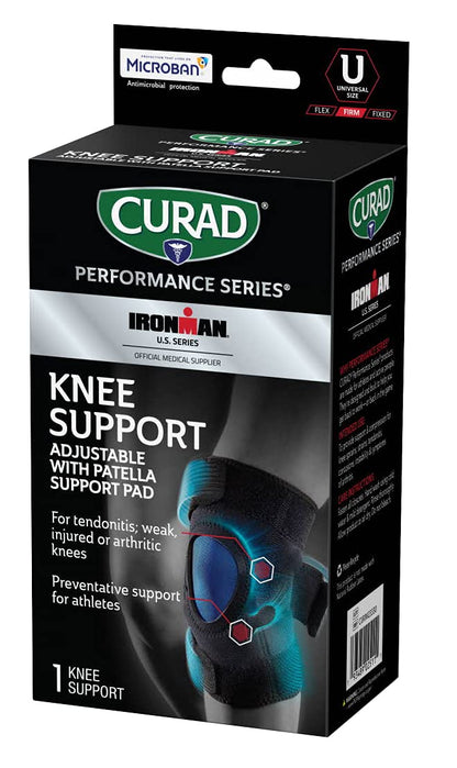 CURAD Performance Series Knee Support, Adjustable with Patella Support Pad, for Tendonitis, Weak, or Injured Knees, Preventative Support for Athletes