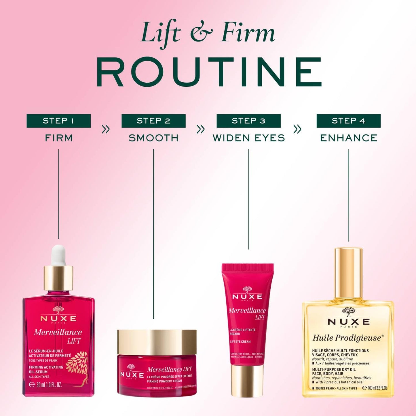 NUXE Merveillance Lift and Smooth Anti-Aging Face Serum With Micro-Algae Oil for Firming & Rejuvenating Skin, 1 Fl Oz