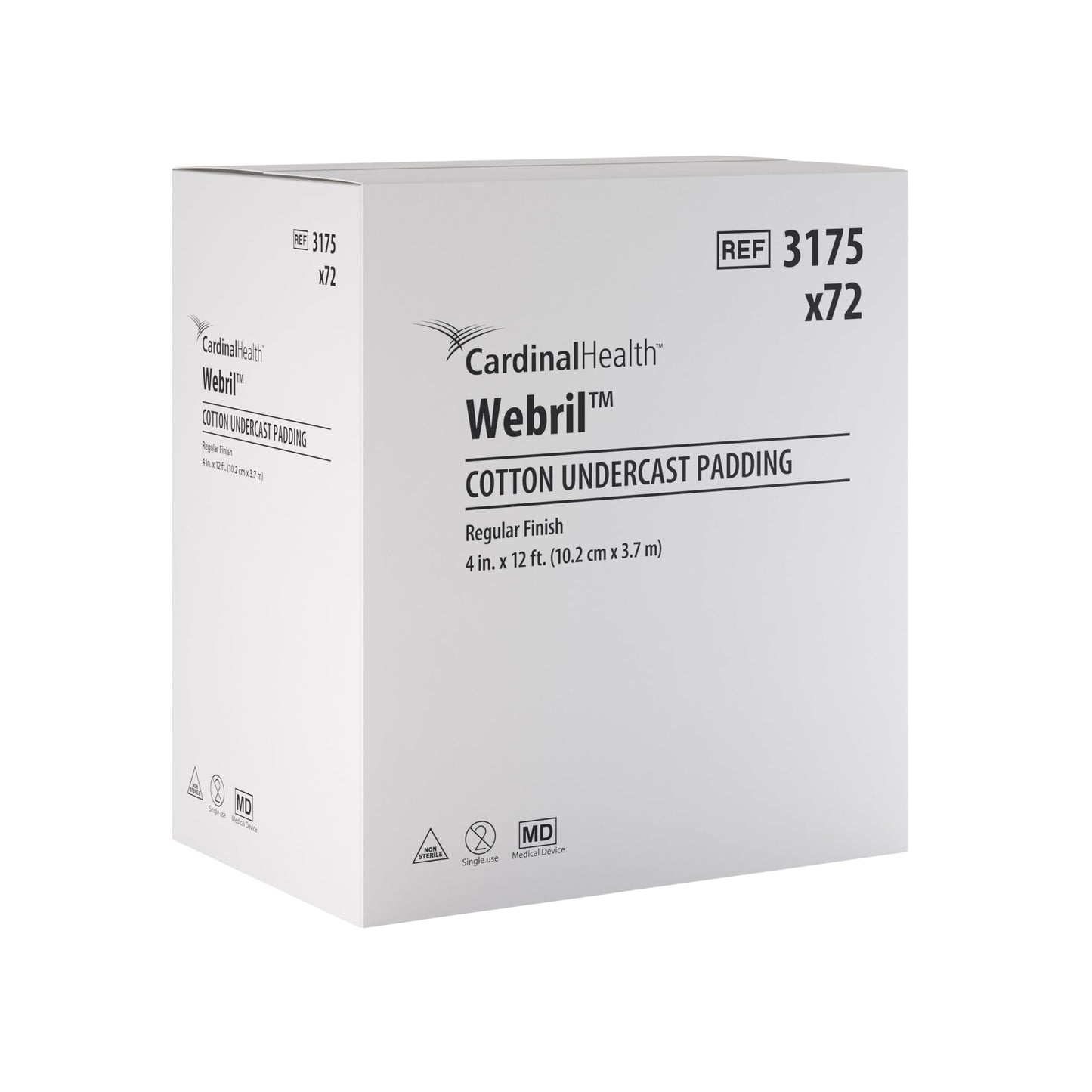 Cardinal Health™ Webril™ 100% Cotton Undercast Padding, 4IN x 4YD, Non-Sterile, Bulk, 3175-, Bag of 12