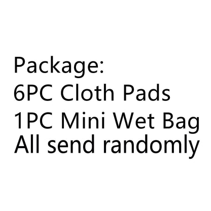 7pcs/Set Reusable Menstrual Pads Including 1pc Mini Wet Bag +6pcs Bamboo Charcoal Cloth Menstrual Incontinence Pads/Reusable Sanitary/Mama Panty Liners (All Randomly Prints)