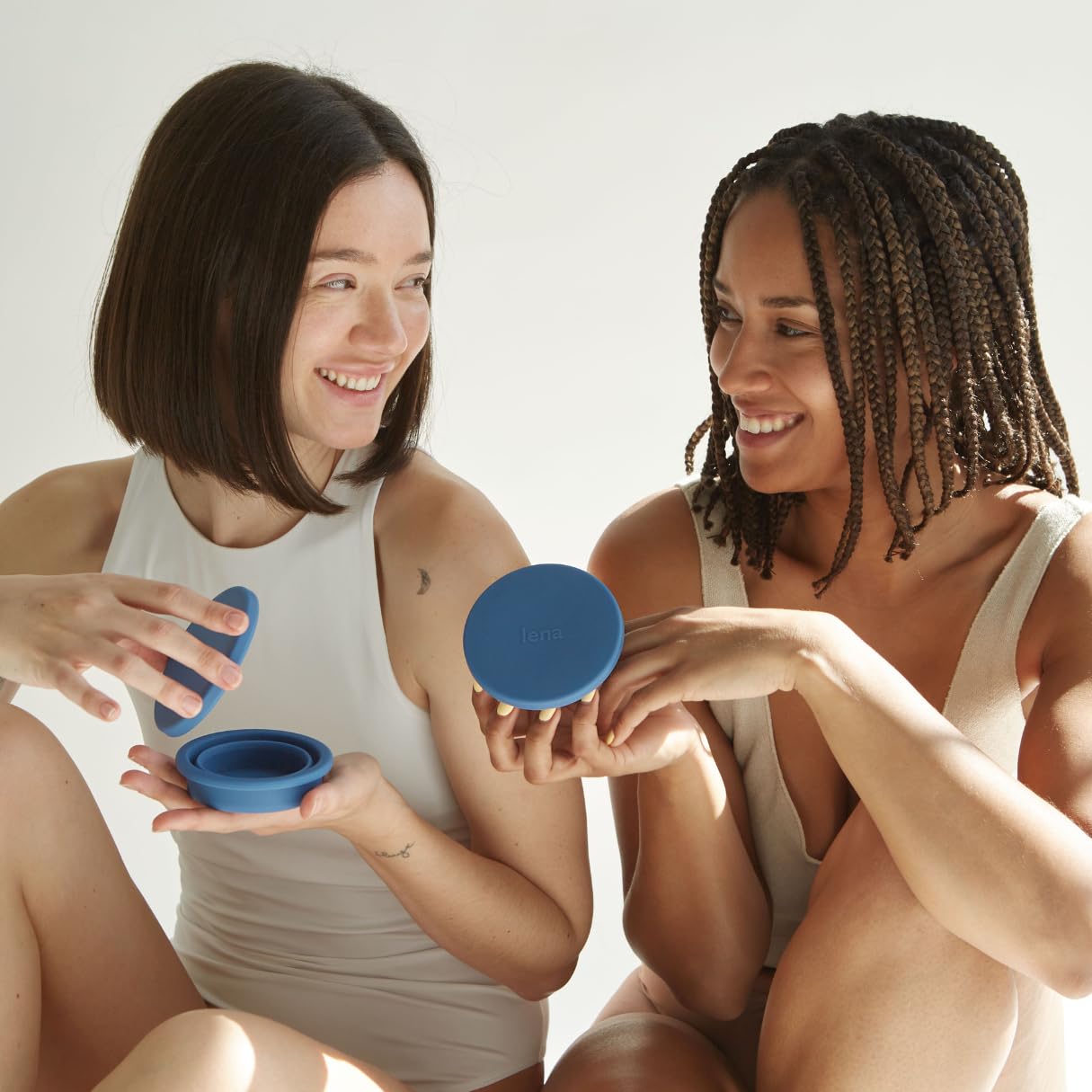 Lena Menstrual Cup Sterilizer Case, Compact, Collapsible Silicone Container for Cleaning Period Cup & Menstrual Disc, Travel, Home and Dorm, Menstrual Cup Cleaner, Feminine Care, Light Blue