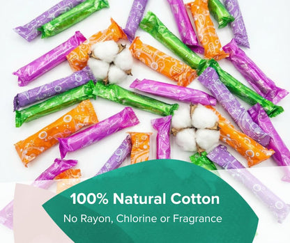 Veeda 100% Natural Cotton Tampons - Super Absorbency with Leak Proof Protection - Compact BPA-Free Applicator - Unscented & Free from Chlorine, Toxin - 384 Count