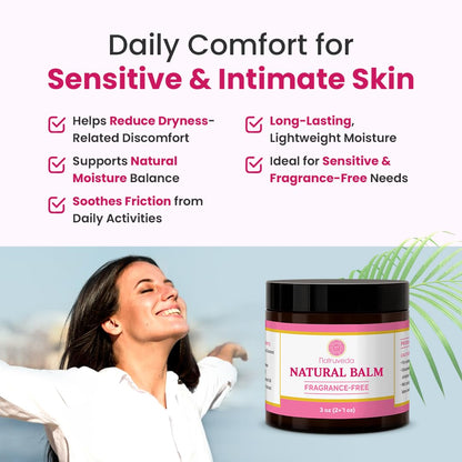 Fragrance Free Vulva Balm Moisturizer for Women – Intimate Hydration & Menopause Dryness Support – Natural Feminine Balm for Vulvar Irritation & Itching – Hormone Free – 3 oz