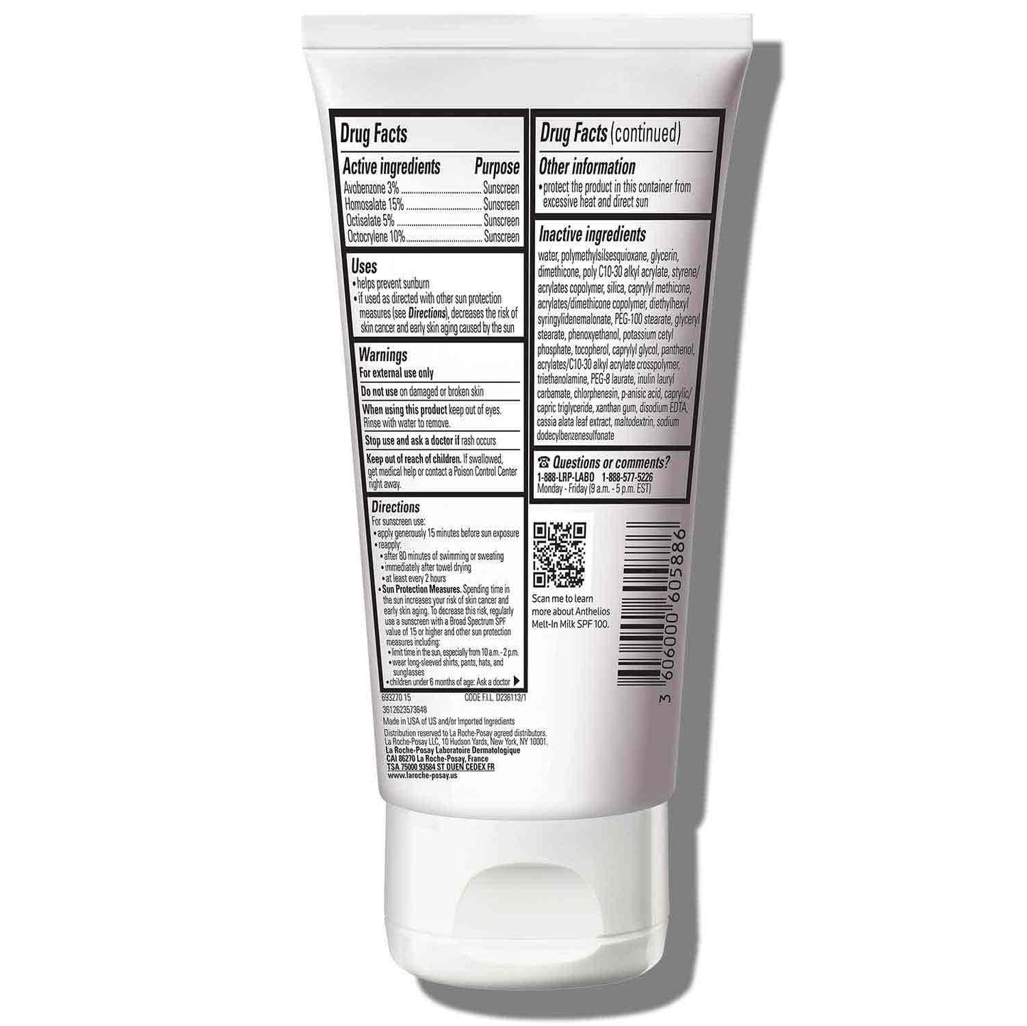 La Roche-Posay Anthelios Melt-In Milk Sunscreen SPF 100, Sunscreen For Body & Face, Broad Spectrum SPF + Antioxidants, Oil Free, For Sun Sensitive Skin, Oxybenzone Free