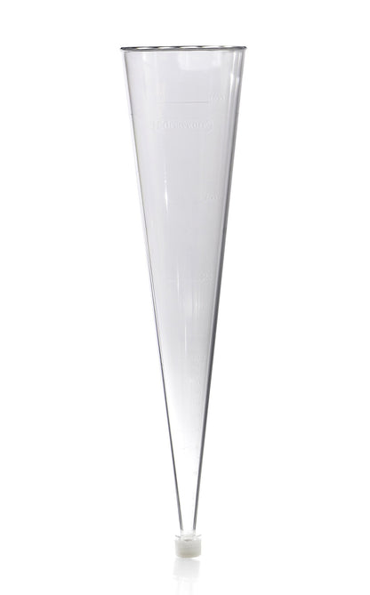 Bel-Art SP Imhoff Settling Cone Beaker – 1000 mL Clear Styrene Cone with Graduations & Leak-Proof Polyethylene Plug for Sediment Analysis in Water, Wastewater & Sewage Testing (H38990-0000) Made in USA