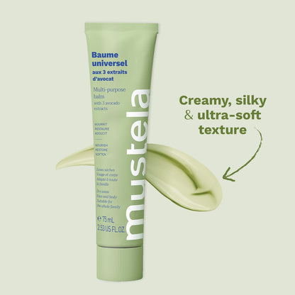 Mustela Multi-purpose Balm with 3 Avocado Extracts - Natural Cream Moisturizer for Face, Lip, Hand, Body & Dry Areas - For Baby, Kid & Adult - EWG Verified, Fragrance-Free & Vegan - 2.53 fl. oz.