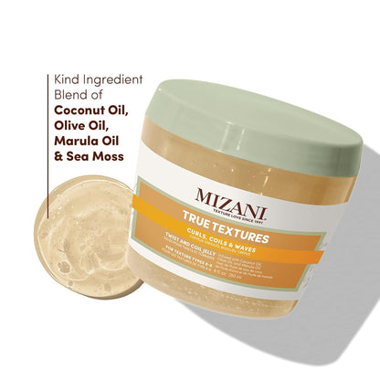 Mizani True Textures Twist and Coil Paraben & Silicone-Free Jelly - Provides Touchable Texture With Coconut Oil, For Curly Hair