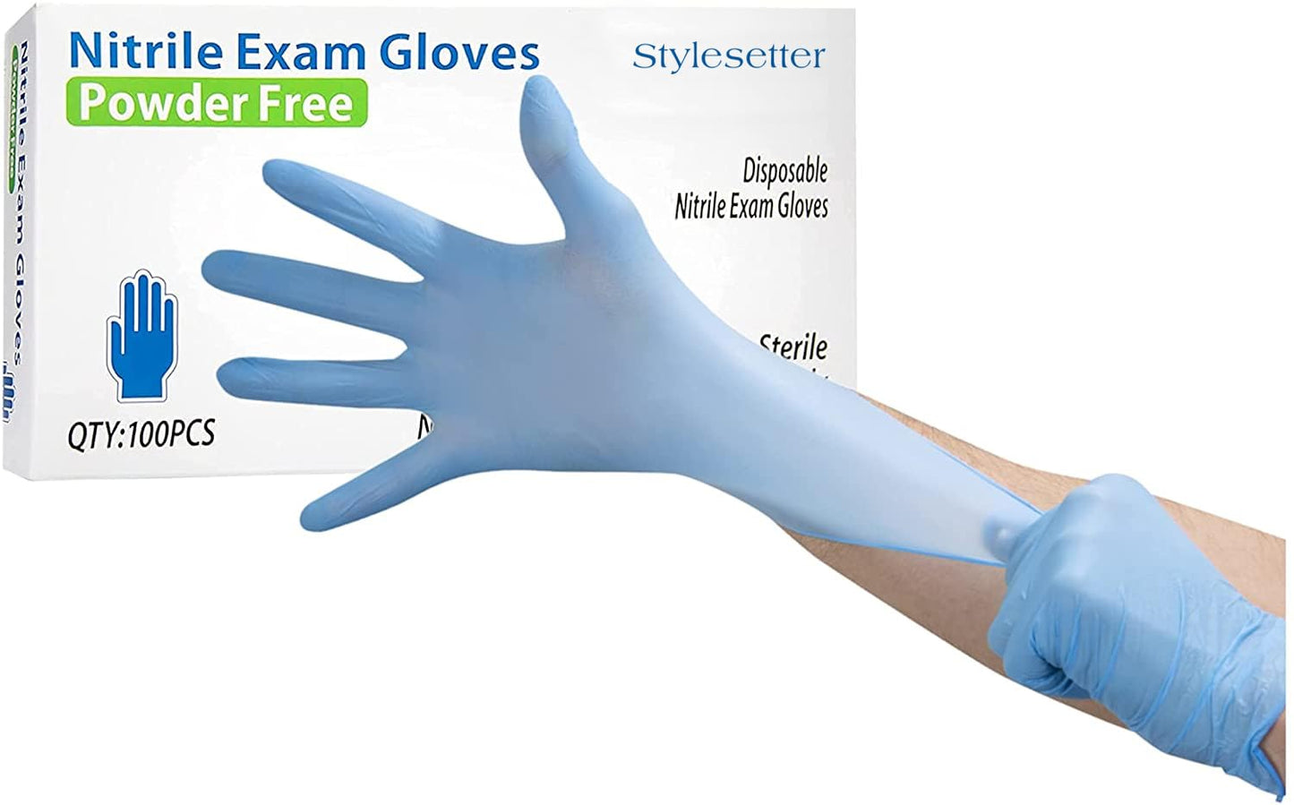 Style Setter Powder-Free Nitrile Disposable Exam Gloves