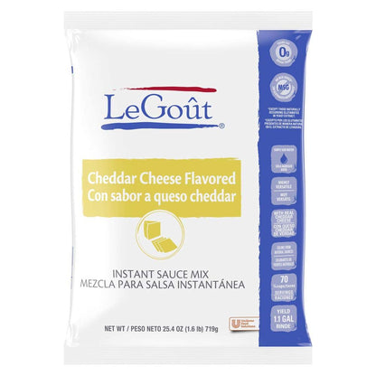 LeGout Cheddar Cheese Instant Sauce Mix Made with Real Cheddar Cheese, Colors from Natural Sources, No added MSG, 0g Trans Fat, 25.4 oz, Pack of 8