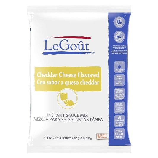 LeGout Cheddar Cheese Instant Sauce Mix Made with Real Cheddar Cheese, Colors from Natural Sources, No added MSG, 0g Trans Fat, 25.4 oz, Pack of 8