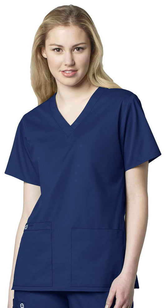 WonderWink Women's Plus-Size Wonderwork V-Neck Scrub Top, Navy, 4X-Large