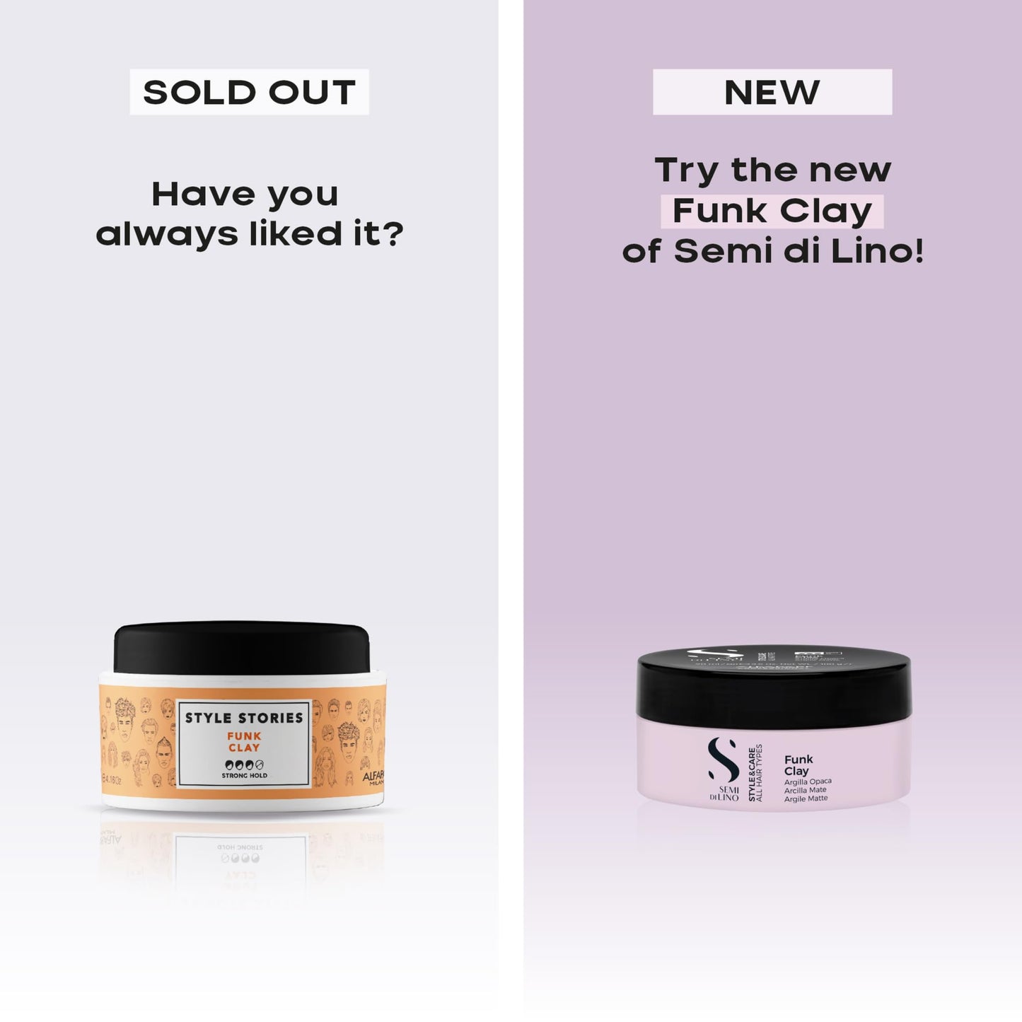 ALFAPARF MILANO Semi di Lino Style & Care Funk Clay - Strong Hold - Clay-Based Hair Styling Paste for All Hair Types (3.5 oz / 90 ml)