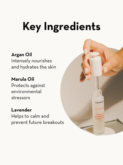 Sonage Vitality Nourishing Facial Oil - Hydrate & Glow with Argan and Marula Oils - Perfect for Massage