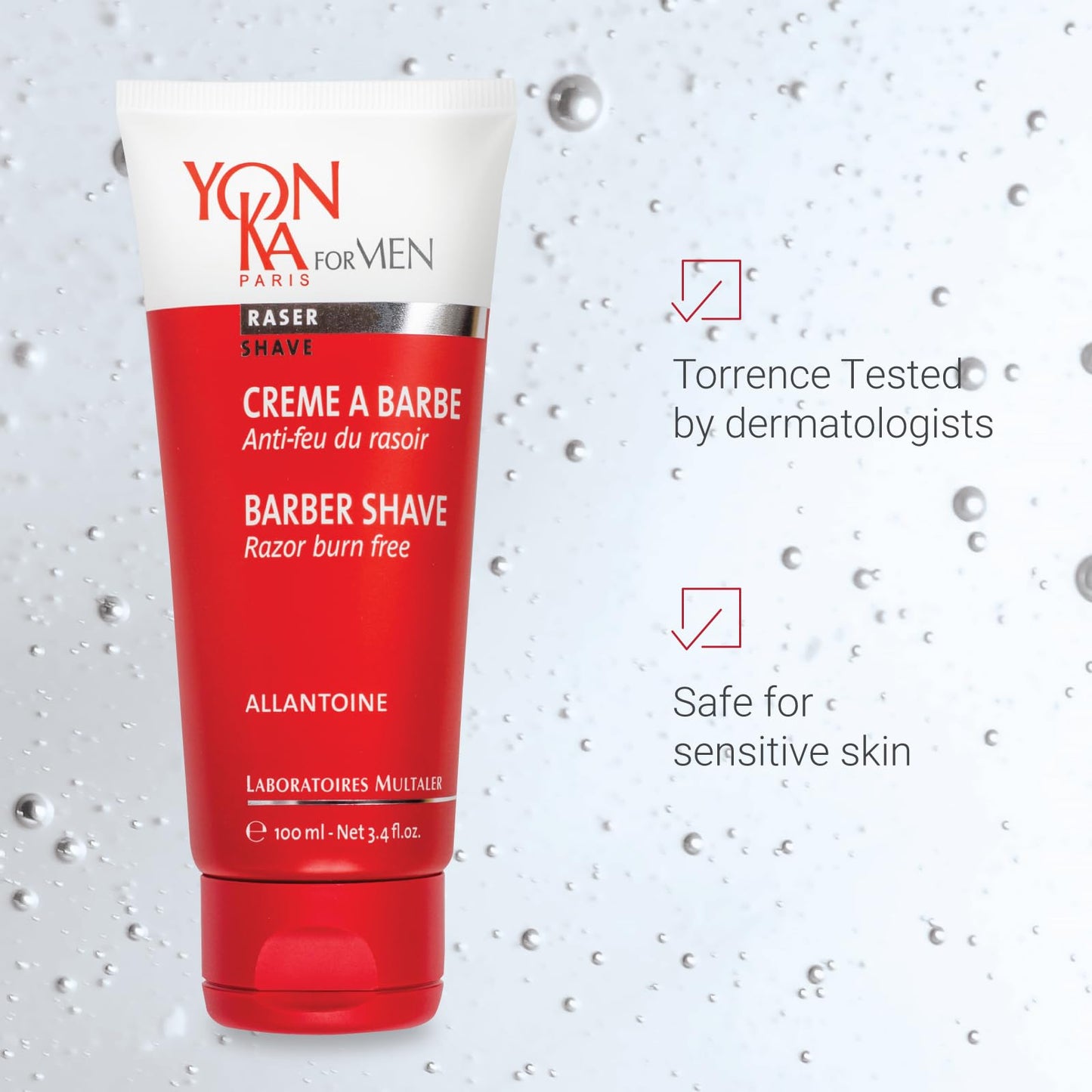 Yon-ka Men's Barber Shave Cream | Razor Burn Free Shaving Cream | Patchouli & Peppermint | Soothes Sensitive Skin | Allantoin & Vitamin B5 | for Thick Beards & Smooth Shaves | 3.4 fl oz