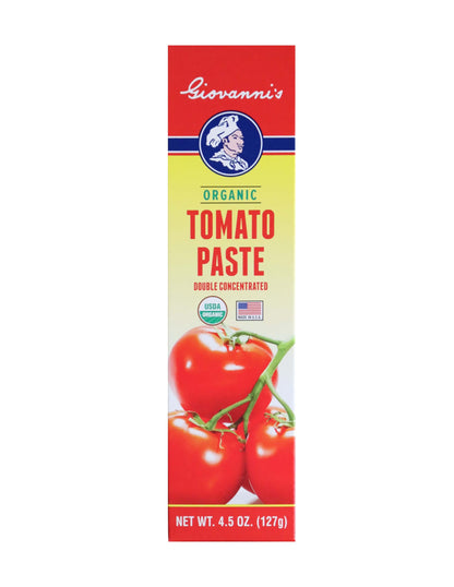 Giovanni’s Organic Double Concentrated Tomato Paste – Single (4.5 oz Tube) | Made in the USA with Vine-Ripened California Tomatoes, Non-GMO, No Additives, Rich Flavor