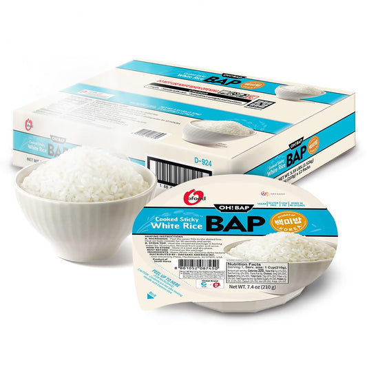 Premium Instant Rice | Sticky Sushi Rice | 0 Trans Fat/ 0 Cholesterol/ 0 Sodium | Ready in 90 Secs | Gluten-Free | Healthy Sticky White Rice Bowls (Bap) – | Long Shelf Life - O'Food