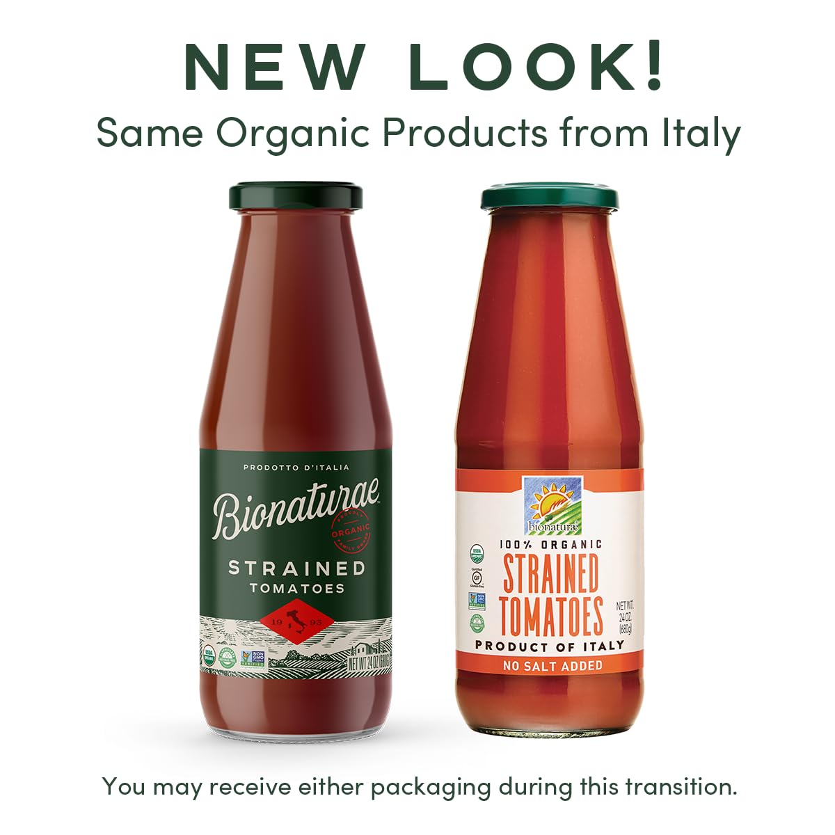 Bionaturae Organic Strained Tomatoes - No Salt Strained Tomatoes, Strained Tomatoes in a Jar, Keto Friendly, Non-GMO, USDA Certified Organic, No Added Sugar, Made in Italy - 24 Oz, 4 Pack