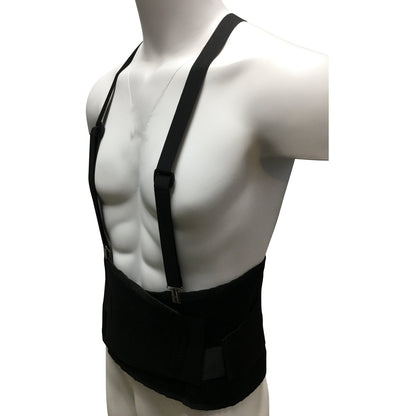 CHAMPION Industrial Belt Back Brace Abdominal Support Shoulder Straps, Black, X-Small