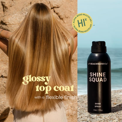 The Beachwaver Co. Shine Squad Shine Spray - Full Size (6 Oz) | Lightweight, Glossy Finishing Spray for Hair w/HiX Vegan Bond Multipliers | Post-Styling Mist - Smooth Finish & No Frizz