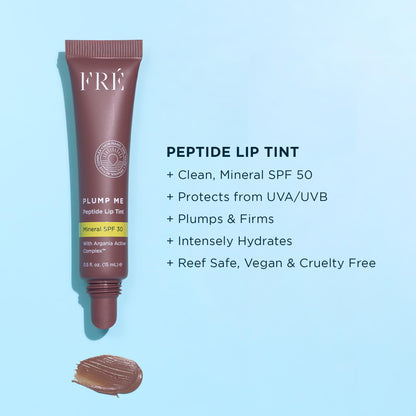 FRÉ Plump Me Peptide Lip Tint SPF 30 (Cassis) – 4-in-1 Plumping & Hydrating Mineral SPF 30 Lip Tint with 100% Non-Nano Zinc Oxide, Clean, Vegan Lip Care