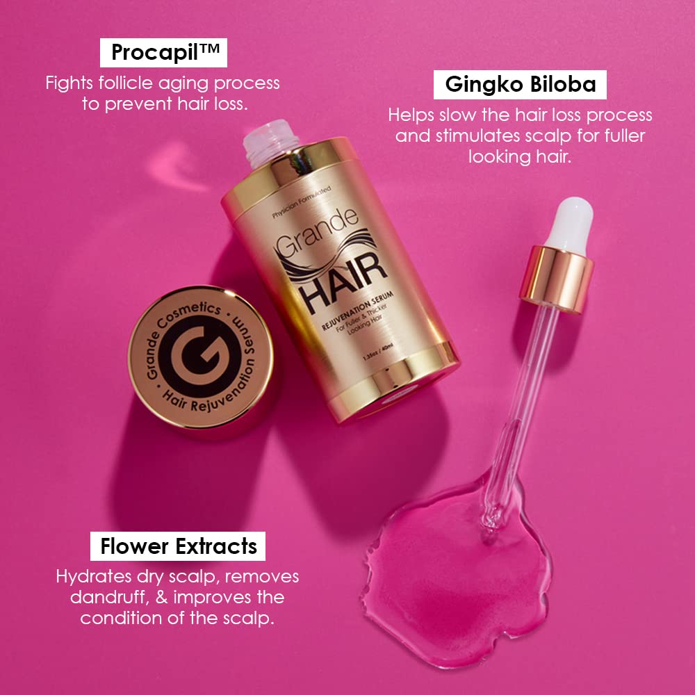 Grande Cosmetics GrandeHAIR Hair Enhancing Serum for Men and Women, Promotes Thickness in Thinning Hair, Safe for Color Treated Hair