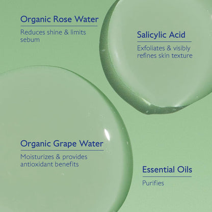 Caudalie Vinopure Salicylic Acid Pore Minimizing and Exfoliating Toner with Organic Rose Water