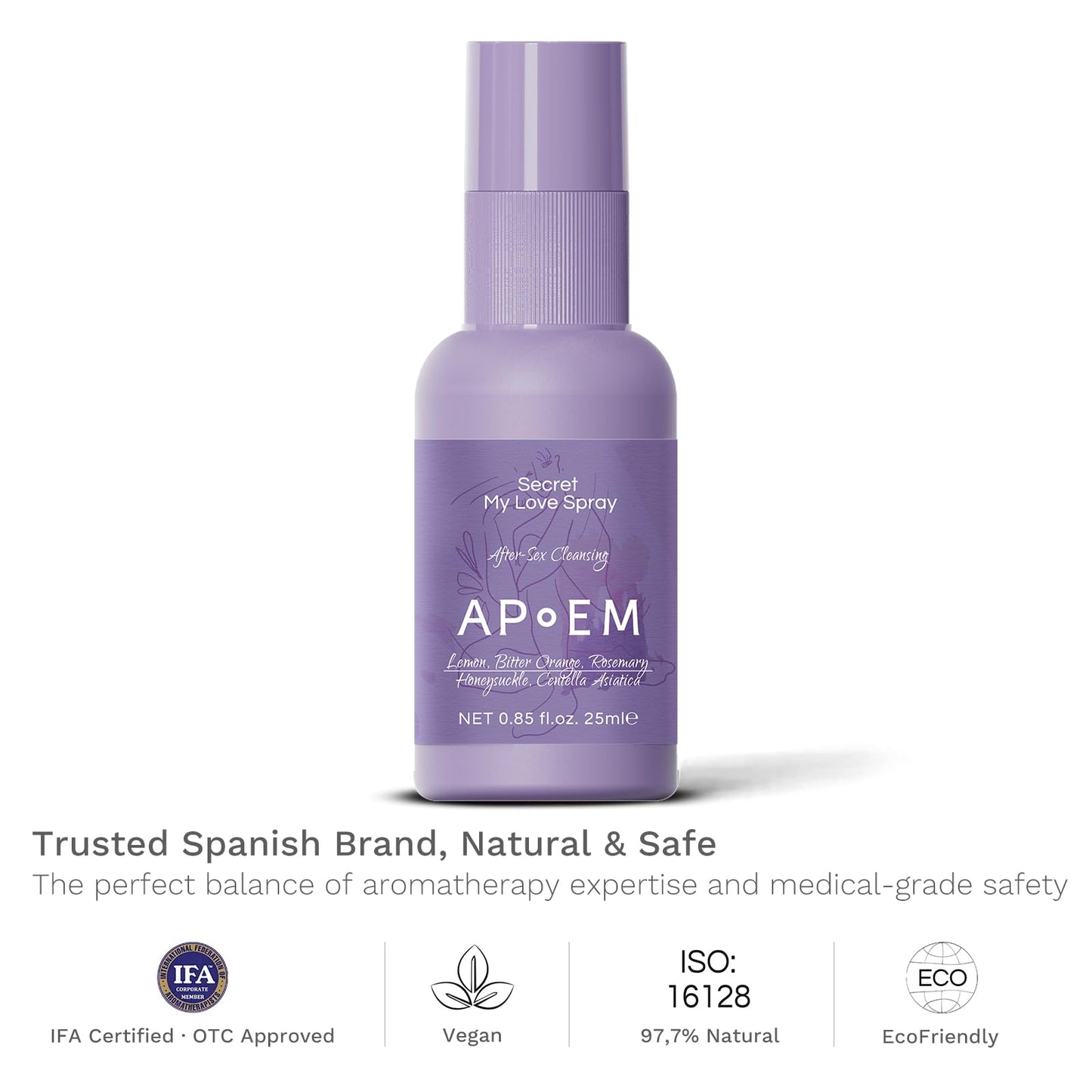 APoEM Secret My Love Intimate Spray (3 x 25ml) – Natural Deodorizing Feminine Spray for Women, pH Balanced, Before & After Intimacy, Helps Reduce Odor & Discomfort, Spanish Brand