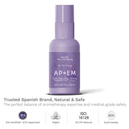 APoEM Secret My Love Intimate Spray (3 x 25ml) – Natural Deodorizing Feminine Spray for Women, pH Balanced, Before & After Intimacy, Helps Reduce Odor & Discomfort, Spanish Brand