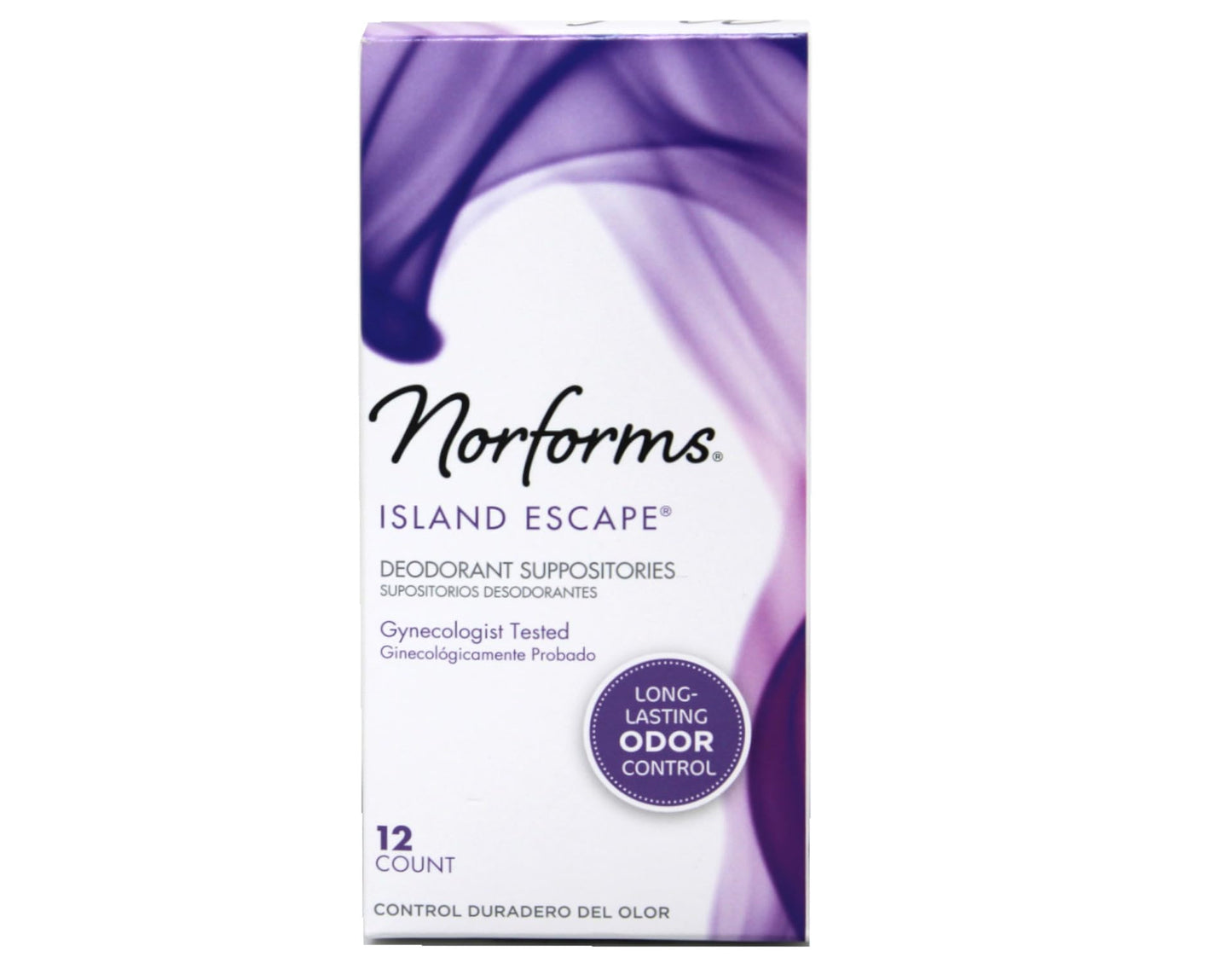 Norforms Feminine Deodorant Suppositories, Long Lasting Odor Control, Island Escape Scent, 12 Count (Pack of 3)