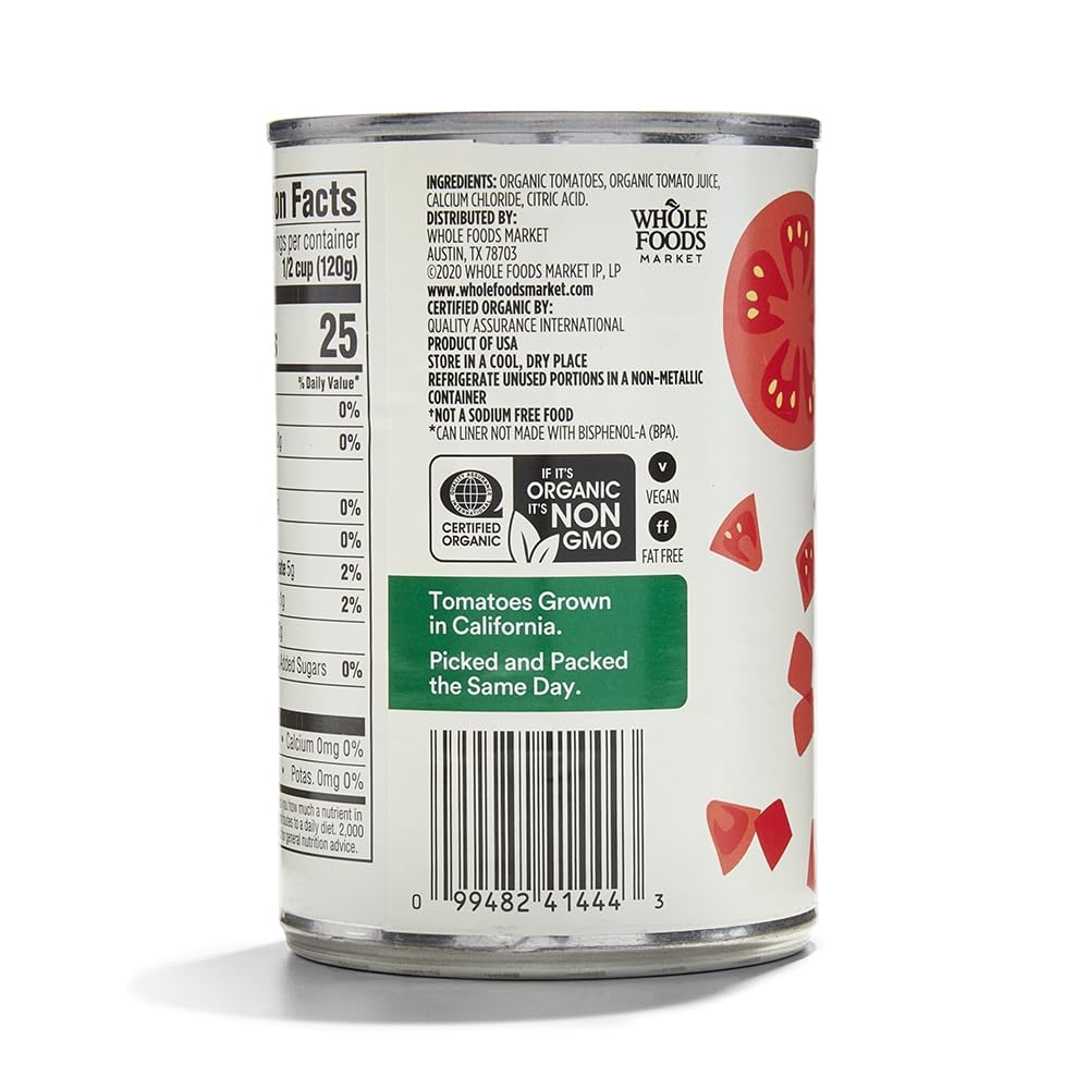365 By Whole Foods Market, Organic Diced Tomatoes, No Salt Added, 14.5 Ounce
