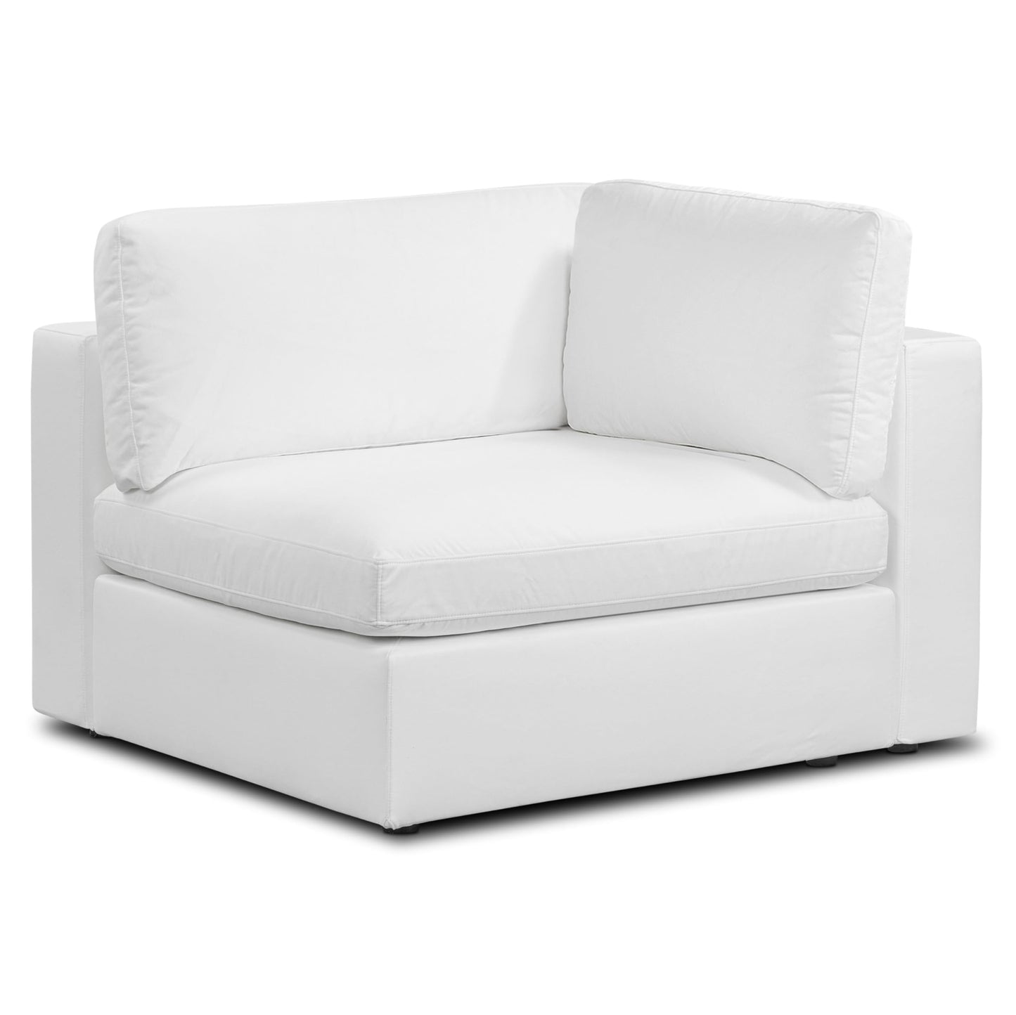 Poly & BARK Vari Modular Right Facing Corner Seat with Arm Cushion in Cotton White Performance Fabric with Water Repellent Washable Covers Plush Comfort for Custom Sectional Sofa Layouts