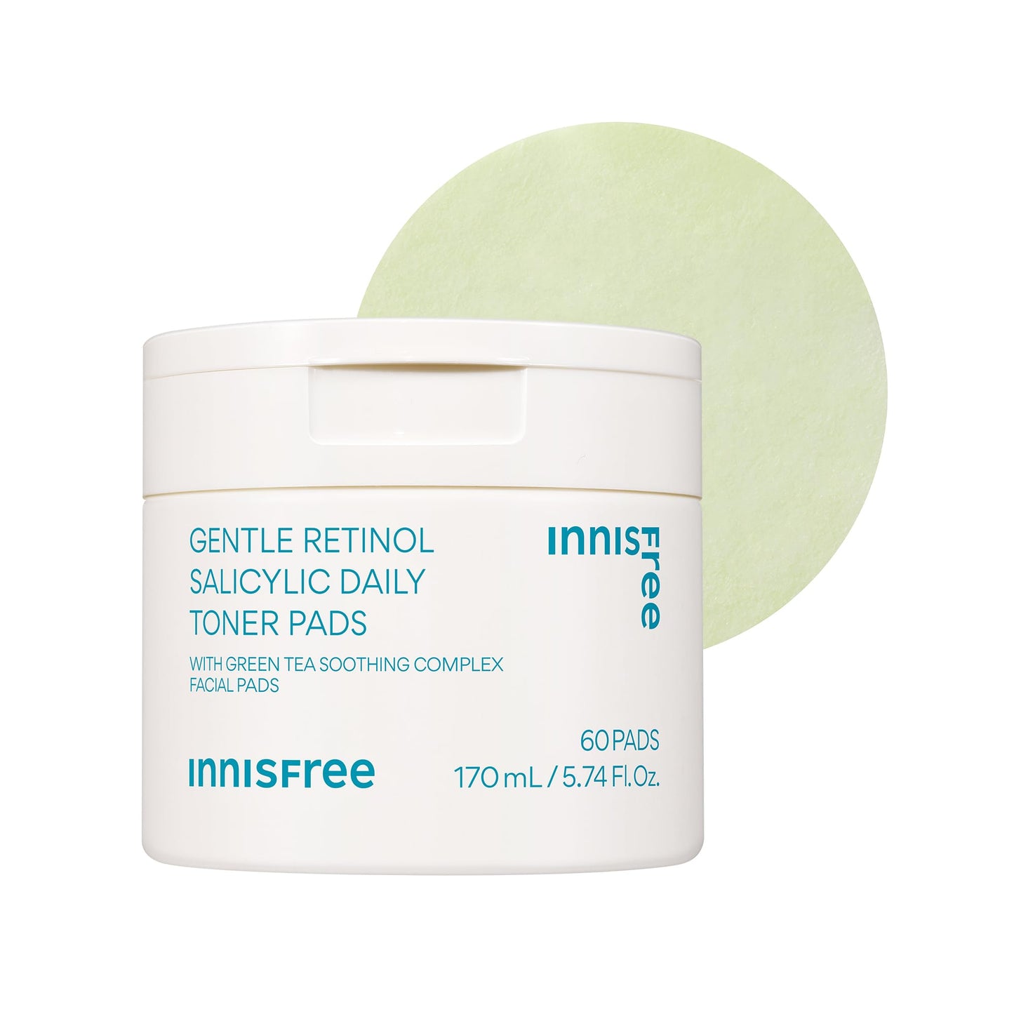 innisfree Daily Gentle Retinol Salicylic Toner Pads, Korean Sheet Mask Pads for Acne-Prone Skin Care