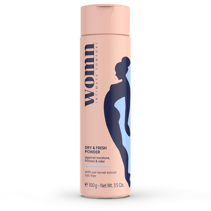 womn Intimate Comfort Dry & Fresh Powder – Talc-Free Body Powder for Sensitive Skin. Natural Moisture & Anti-Chafe Protection with Soothing Oat, 3.5 Oz